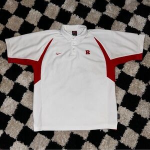 Nike Team Rutgers Scarlet Knights Dri-Fit Polo Shirt Red White Men's M Y2K Vtg